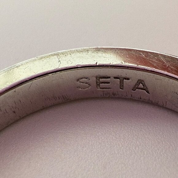 VTG Seta Sterling Silver 925 Blue CZ Channel Set Statement Ring Size 6 - Picture 10 of 13